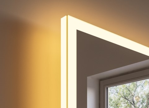 Mirror with warm white led lighting